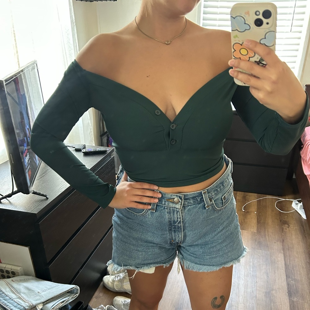 Shein off the shoulder long sleeve top